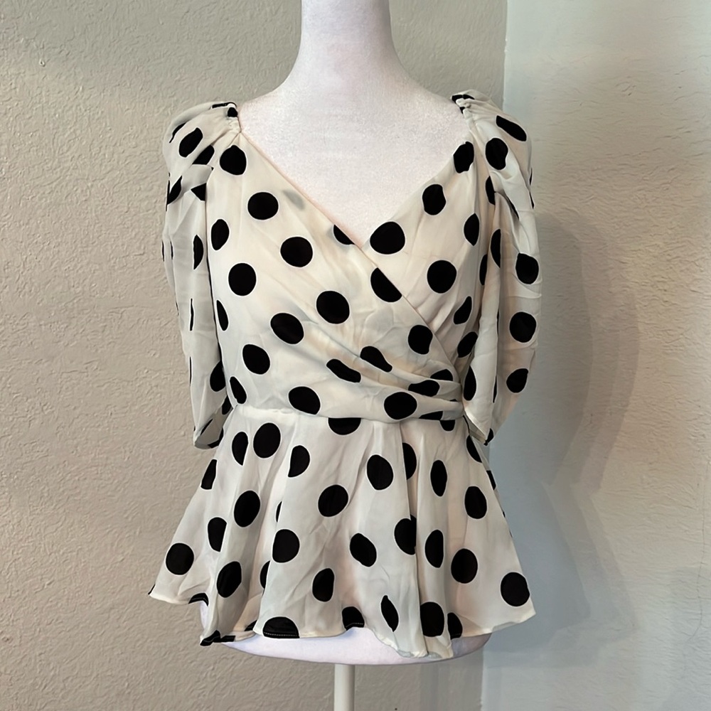 Polka dot women's peplum top
